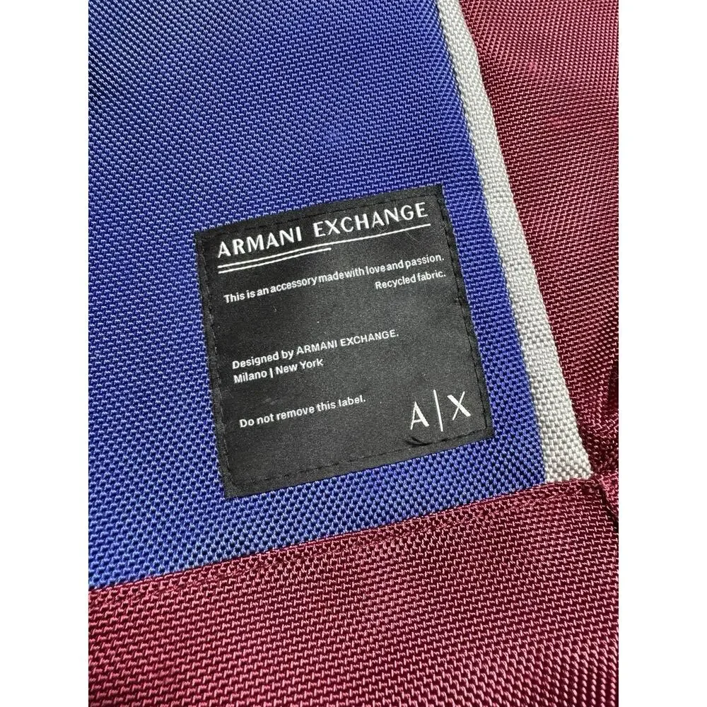 Armani Exchange Backpack Color block Blue Red Gray Zip Front Unisex School Bag